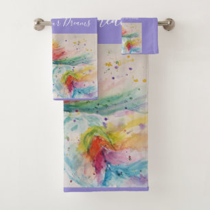 Unicorn Watercolor Painting Dreams Bath Towel Set
