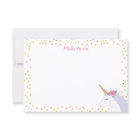 Unicorn Watercolor Pink Gold Dot Girl's Stationery