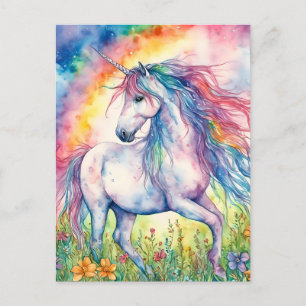 Unicorn Watercolor Postcard
