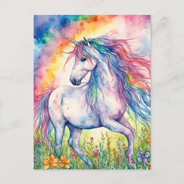 Unicorn Watercolor Postcard (Front)