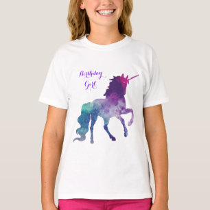 Unicorn Watercolor Silhouette   Birthday Girl T-Shirt