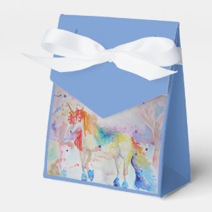 Unicorn Watercolour Birthday Party Cake Favour Box