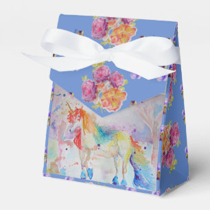 Unicorn Watercolour Birthday Party Cake Favour Box