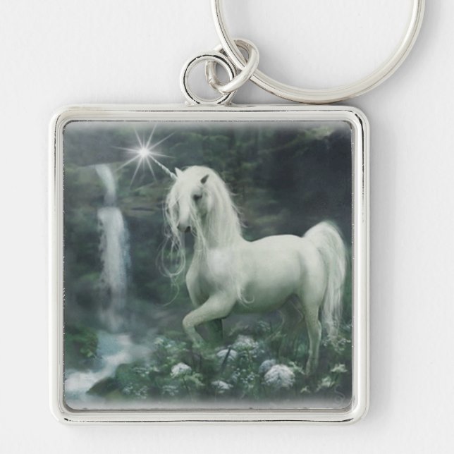 Unicorn Waterfall Square Keychain (Front)