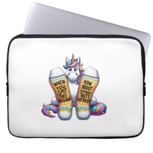 Unicorn Wearing Socks Men Women Kids Teens Hanukka Laptop Sleeve