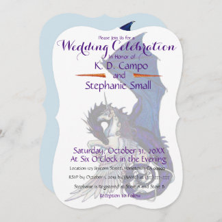 Unicorn Wedding Celebration Invitation Dragon Red