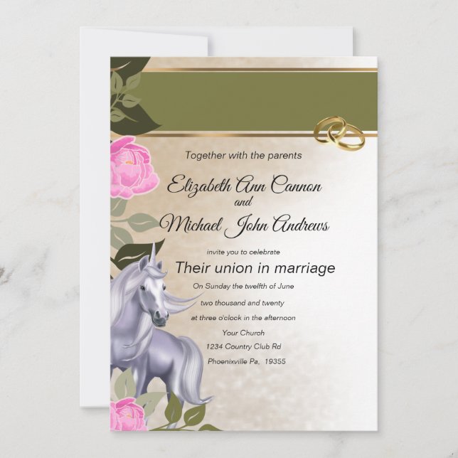 Unicorn Wedding Invite (Front)