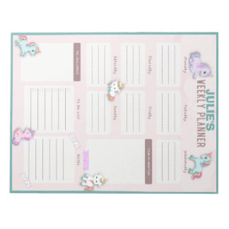 Unicorn Weekly Planner Sheet Notepad