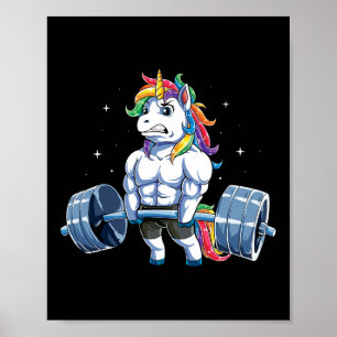 Unicorn Weightlifting Deadlift Fitness Gym Men Wom Poster
