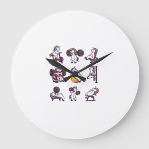 Unicorn Weightlifting Powerlifting Gym Workout Gir Large Clock