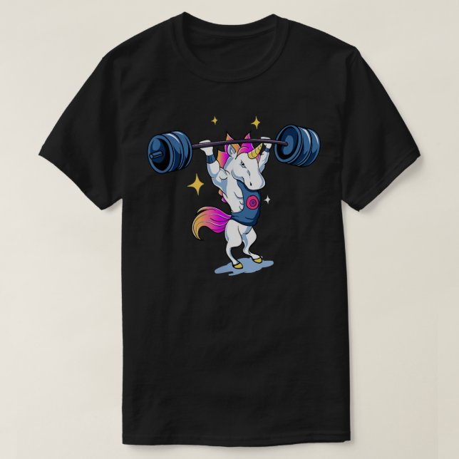 Unicorn Weightlifting T Fitness Gym Deadlift Rainb T-Shirt (Design Front)