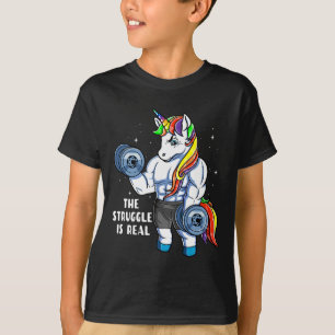 Unicorn Weightlifting T Shirt - Rainbow Unicorn Gy