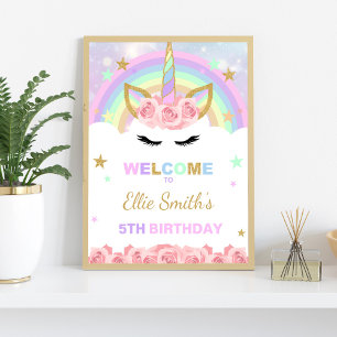Unicorn Welcome Sign, Floral Unicorn Birthday Sign