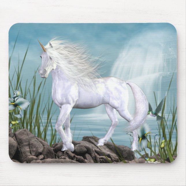 Unicorn White Beauty Mouse Pad (Front)