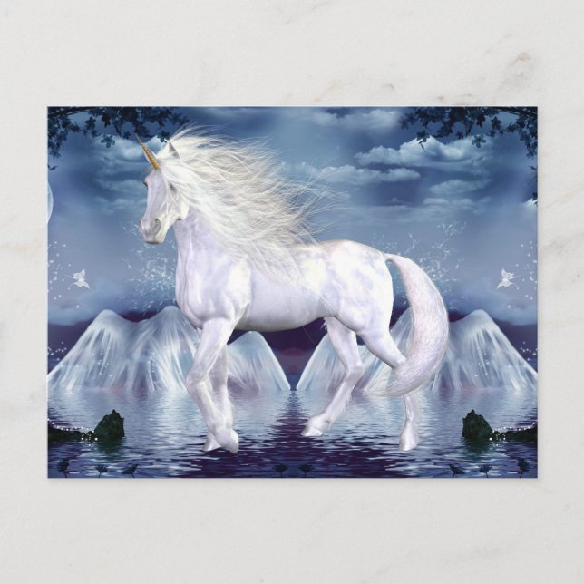 Unicorn White Beauty Postcard (Front)