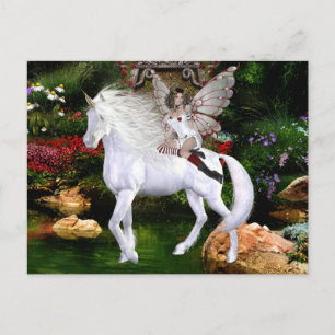 Unicorn White Beauty Postcard