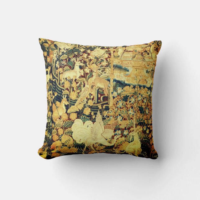 UNICORN WHITE GRYPHON,ANIMALS,FANTASY FLOWERS CUSHION (Front)