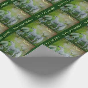 Unicorn White Lilies Fantasy Horse Personalized Wrapping Paper