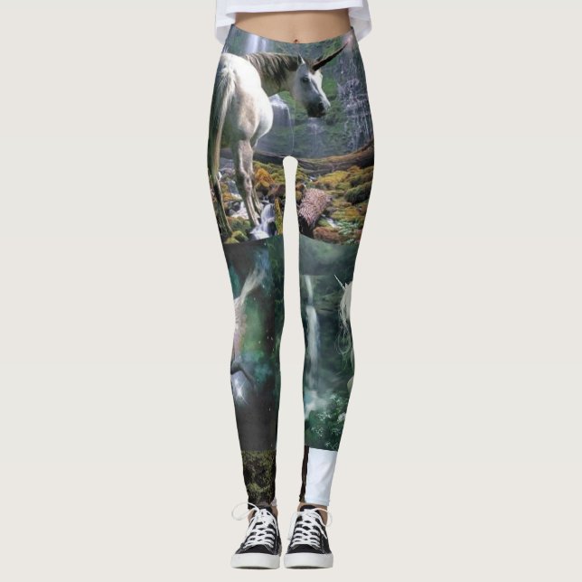 unicorn white long leggings wildlife (Front)