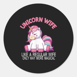 Unicorn Wife Way More Magical Wedding Bride And Gr Classic Round Sticker