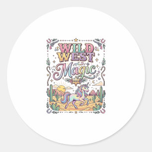 Unicorn Wild West Magic Original Classic Round Sticker