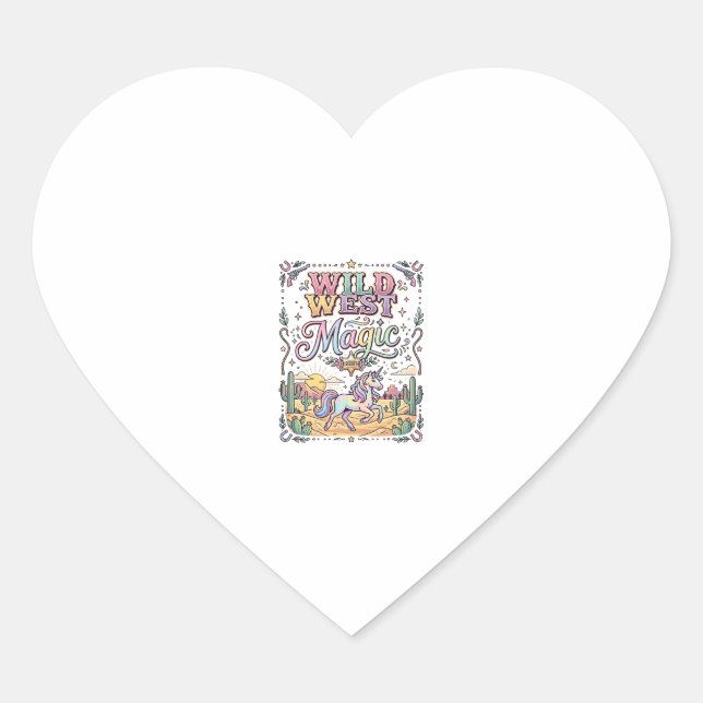 Unicorn Wild West Magic Original Heart Sticker (Front)