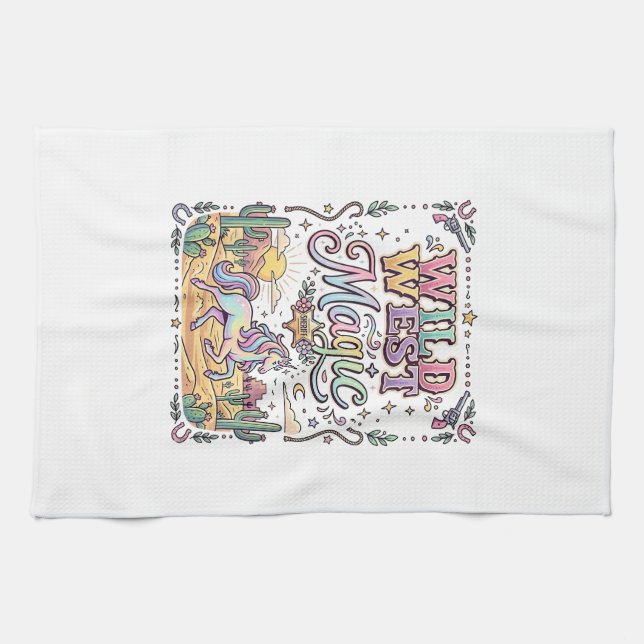 Unicorn Wild West Magic Original Tea Towel (Horizontal)