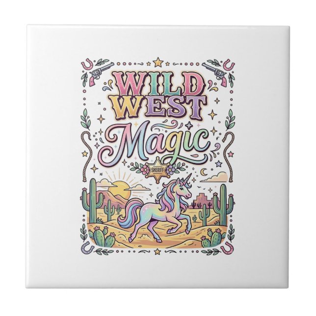 Unicorn Wild West Magic Original Tile (Front)