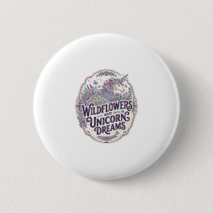 Unicorn Wildflowers and Unicorn Dreams POD Ready M 6 Cm Round Badge