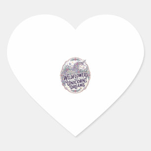 Unicorn Wildflowers and Unicorn Dreams POD Ready M Heart Sticker