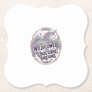 Unicorn Wildflowers and Unicorn Dreams POD Ready M Paper Coaster