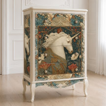 Unicorn William Morris Style Botanical Art Nouveau