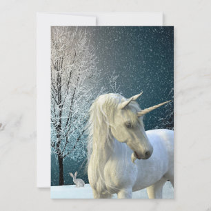 Unicorn Winter Scene Snow Holiday Card