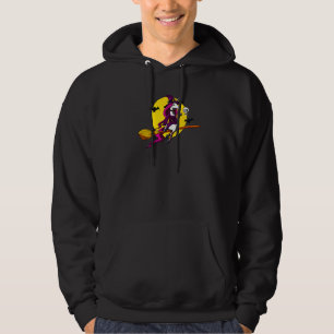 Unicorn Witch Riding Broom Magical Fantasy Hallowe Hoodie