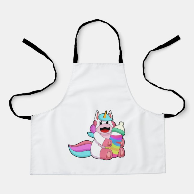 Unicorn with Baby bottle.PNG Apron (Front)
