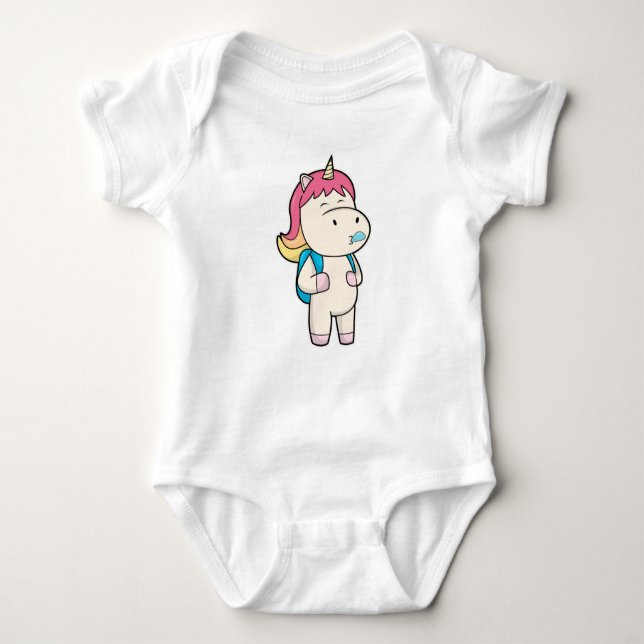 Unicorn with Backback & Chewing gum Baby Bodysuit (Front)