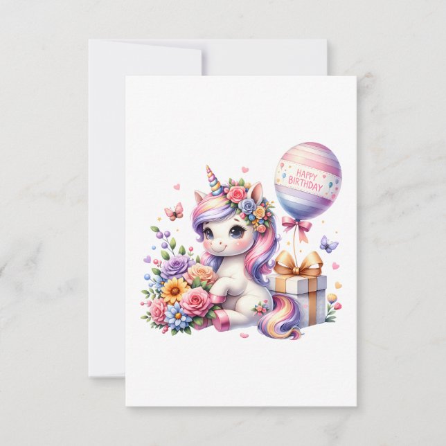 Unicorn with Balloons Birthday Design (Front)