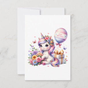 Unicorn with Balloons Birthday Design