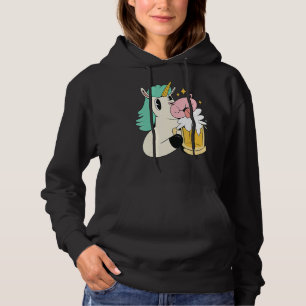 Unicorn With Beer In Rainbow Colours For Alcohol F Hoodie