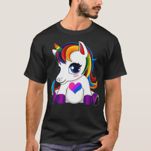 Unicorn with Bisexual Flag Heart Bisexual Flag Pr T-Shirt
