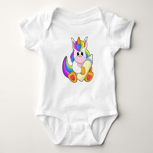 Unicorn with Bottle of Milk Baby Bodysuit (Front)