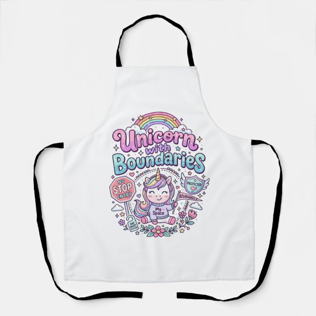 Unicorn with Boundaries Charming Apparel Graphic_1 Apron (Front)