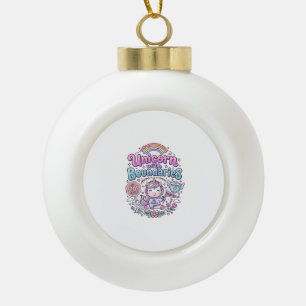 Unicorn with Boundaries Charming Apparel Graphic_1 Ceramic Ball Christmas Ornament