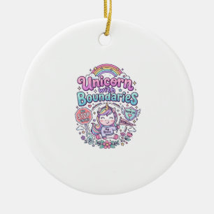 Unicorn with Boundaries Charming Apparel Graphic_1 Ceramic Tree Decoration