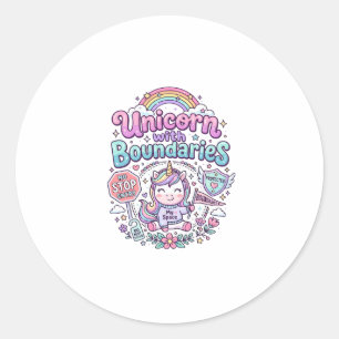 Unicorn with Boundaries Charming Apparel Graphic_1 Classic Round Sticker