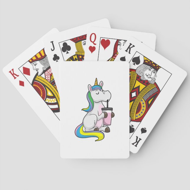 Unicorn with Bubble Tea Playing Cards (Back)