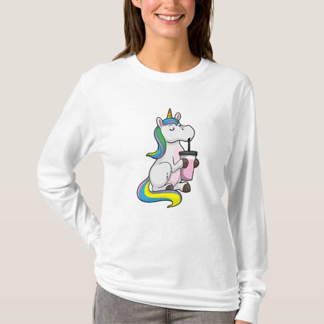 Unicorn with Bubble Tea T-Shirt (Front)