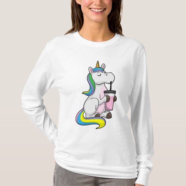 Unicorn with Bubble Tea T-Shirt (Front)