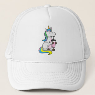 Unicorn with Bubble Tea Trucker Hat