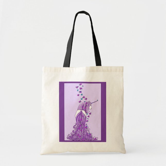 Unicorn with Butterflies Tote Bag (Front)